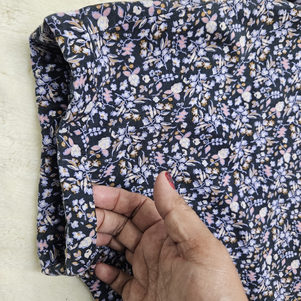 Universal Thread Navy Floral Button-Up Roll Cuff Camp Shirt Size XXL - Picture 5 of 11